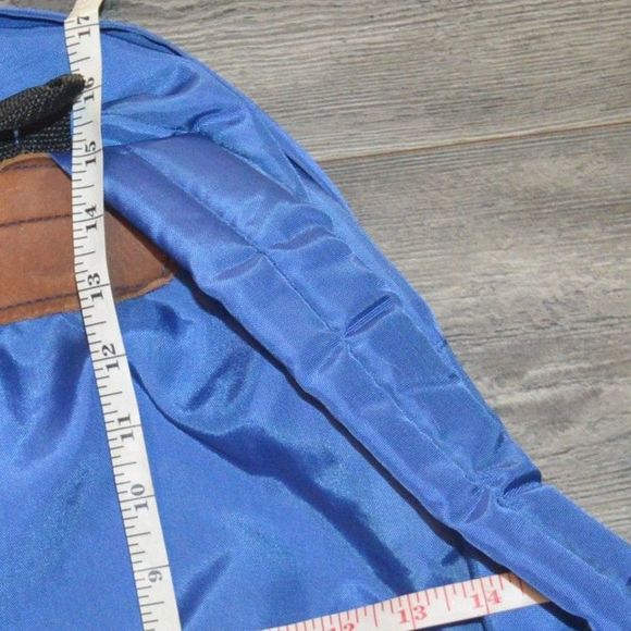 Trager Vintage Nylon Hiking Backpack Bag Adjustable Straps Blue - Picture 3 of 6